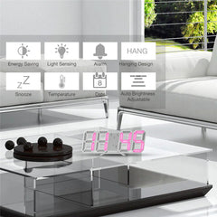 3D LED Digital Clock | Wall Desk Alarm Auto-Dimming